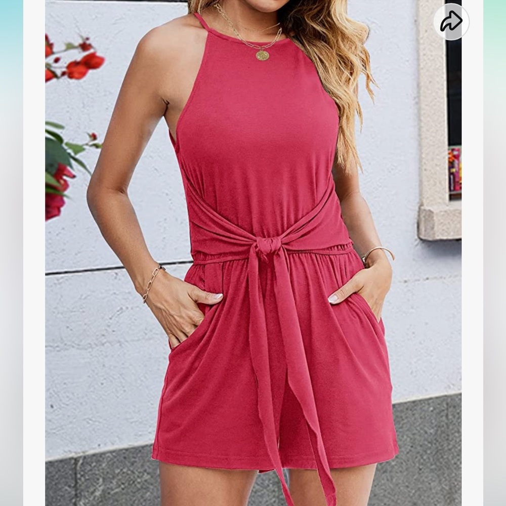 NWT!  Tie Front Romper with Pockets!